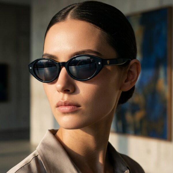Lunettes Polarisées TUDOR Femme Tunisie Noir T006 Lunettes Polarisées TUDOR Femme Tunisie monture noire brillante verres gris polarisés chez AZZABI OPTIC