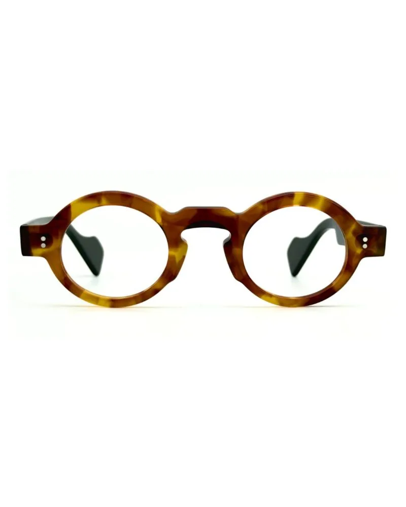 lunettes rondes vintage acétate JOW BRO DJ9082 couleur écaille ambrée pont keyhole