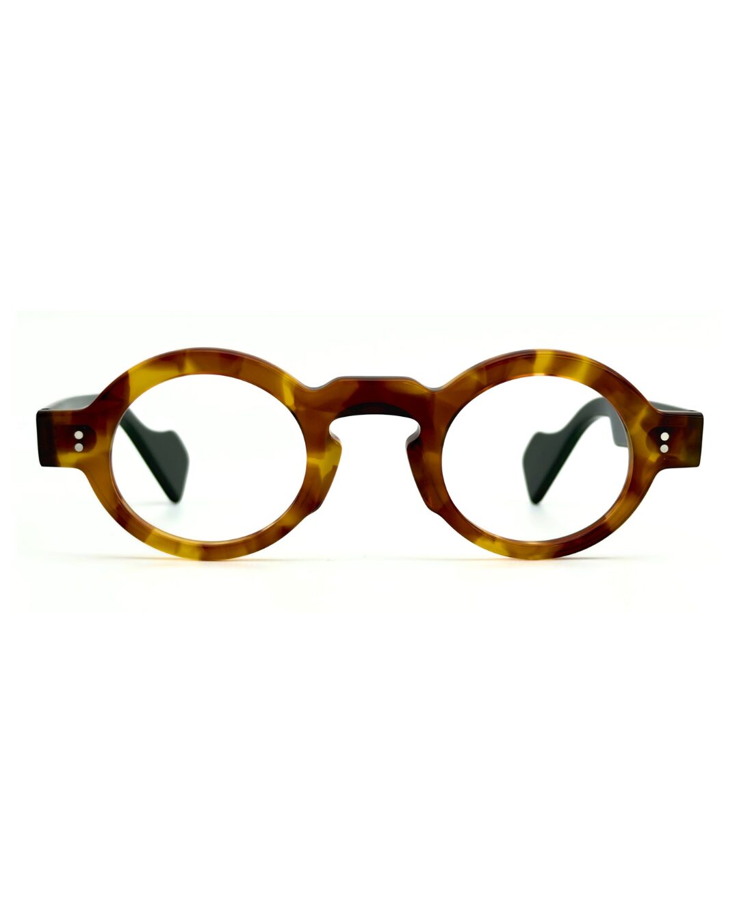 lunettes rondes vintage acétate JOW BRO DJ9082 couleur écaille ambrée pont keyhole