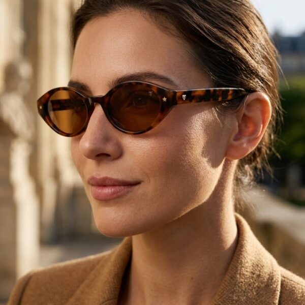 Lunettes Polarisées TUDOR Femme Tunisie Écaille Marron T006 Lunettes Polarisées TUDOR Femme Tunisie monture écaille marron verres marron polarisés chez AZZABI OPTIC