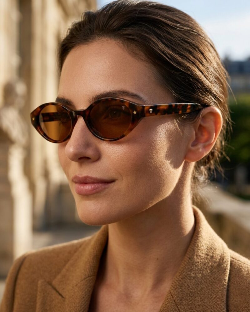 Lunettes Polarisées TUDOR Femme Tunisie Écaille Marron T006 Lunettes Polarisées TUDOR Femme Tunisie monture écaille marron verres marron polarisés chez AZZABI OPTIC
