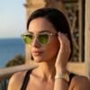 Lunettes Polarisées JOW&BRO Tunisie face transparente branches écaille marron verres verts AZZABI OPTIC