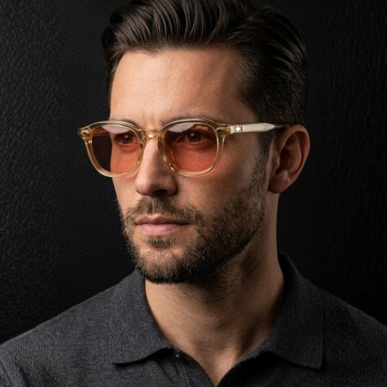 Lunettes Polarisées JOW&BRO Tunisie monture champagne translucide verres rose corail AZZABI OPTIC