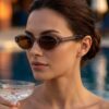 Lunettes Polarisées TUDOR Femme Tunisie monture mauve translucide verres ambrés polarisés chez AZZABI OPTIC