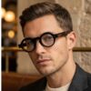 lunettes rondes vintage acétate JOW BRO DJ9082 noir écaille pont keyhole