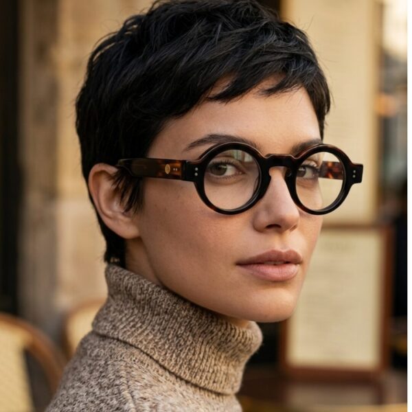 lunettes rondes vintage acétate JOW BRO DJ9082 noir écaille pont keyhole