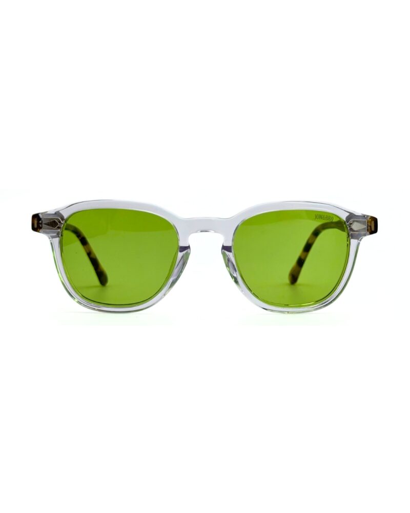 Lunettes Polarisées JOW&BRO Tunisie face transparente branches écaille marron verres verts AZZABI OPTIC