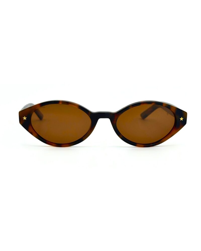 VTO Lunettes Polarisées TUDOR face Femme Tunisie Écaille Marron T006 Lunettes Polarisées TUDOR Femme Tunisie monture écaille marron verres marron polarisés chez AZZABI OPTIC
