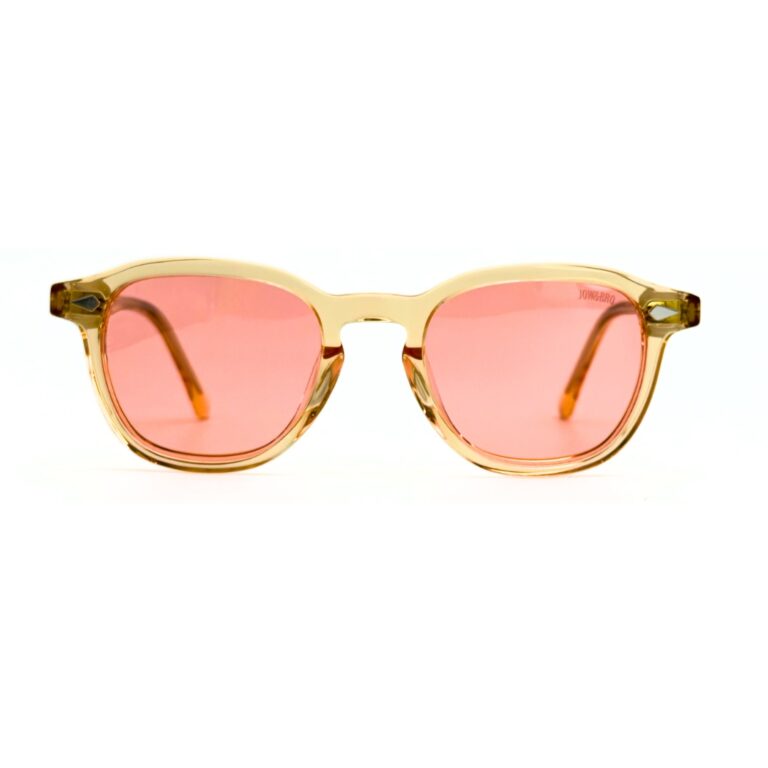 Lunettes Polarisées JOW&BRO Tunisie monture champagne translucide verres rose corail AZZABI OPTIC