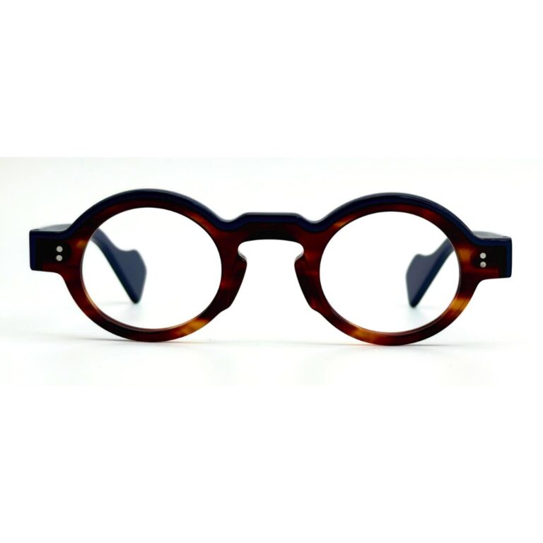 lunettes rondes vintage acétate JOW BRO DJ9082 face couleur bleu marine pont keyhole