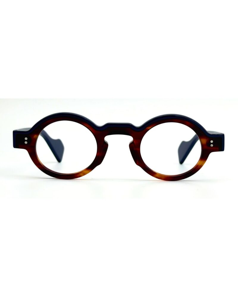 lunettes rondes vintage acétate JOW BRO DJ9082 face couleur bleu marine pont keyhole