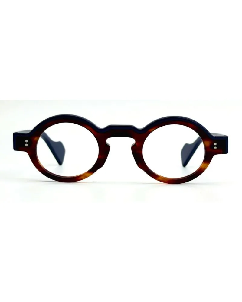 lunettes rondes vintage acétate JOW BRO DJ9082 face couleur bleu marine pont keyhole