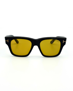Lunettes de soleil Tom Ford Caine-02 monture noire et verres jaunes chez Azzabi Optic La Marsa.