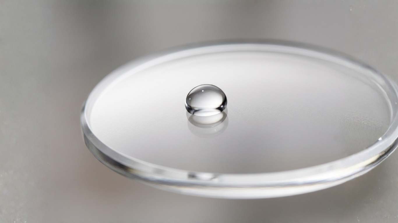 Goutte d'eau sur verre ophtalmique pendant l'entretien lunettes de vue
