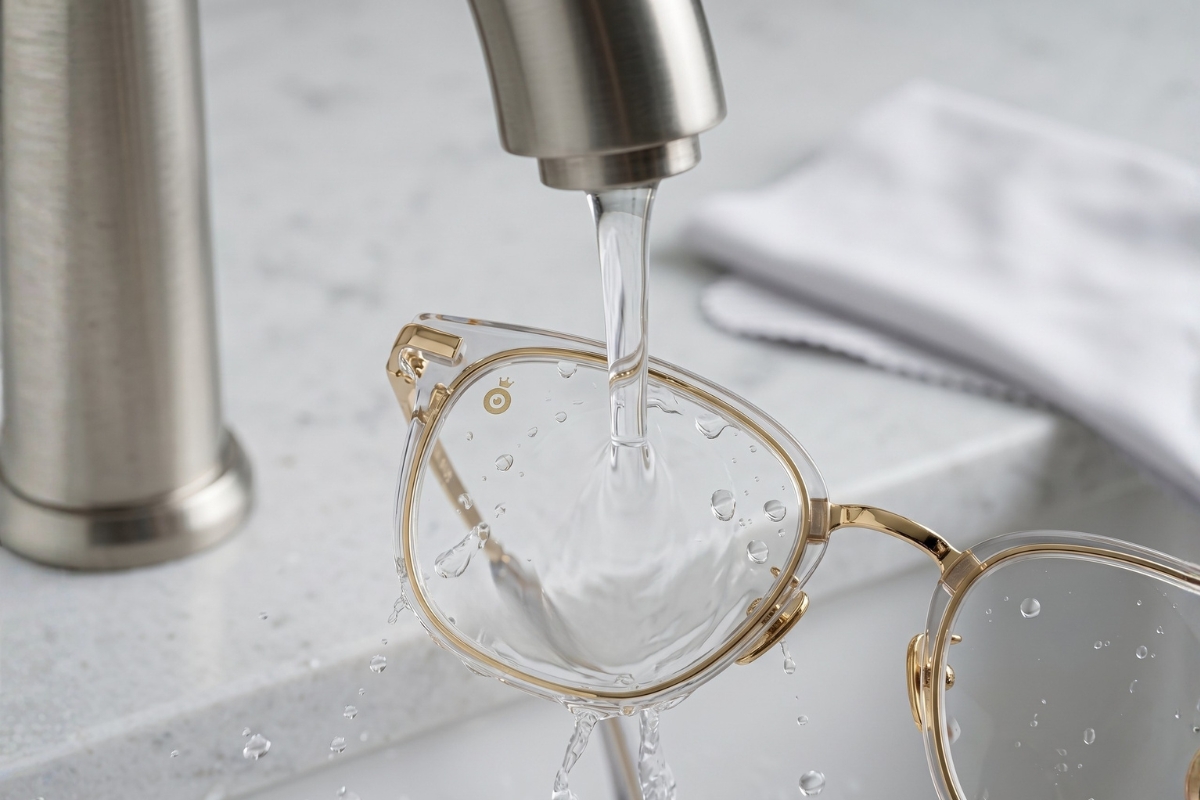 Rinçage des verres correcteurs à l'eau tiède - AZZABI OPTIC