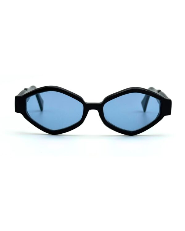 Lunettes de soleil Joca Mori Noir brillant avec verres bleus créateur