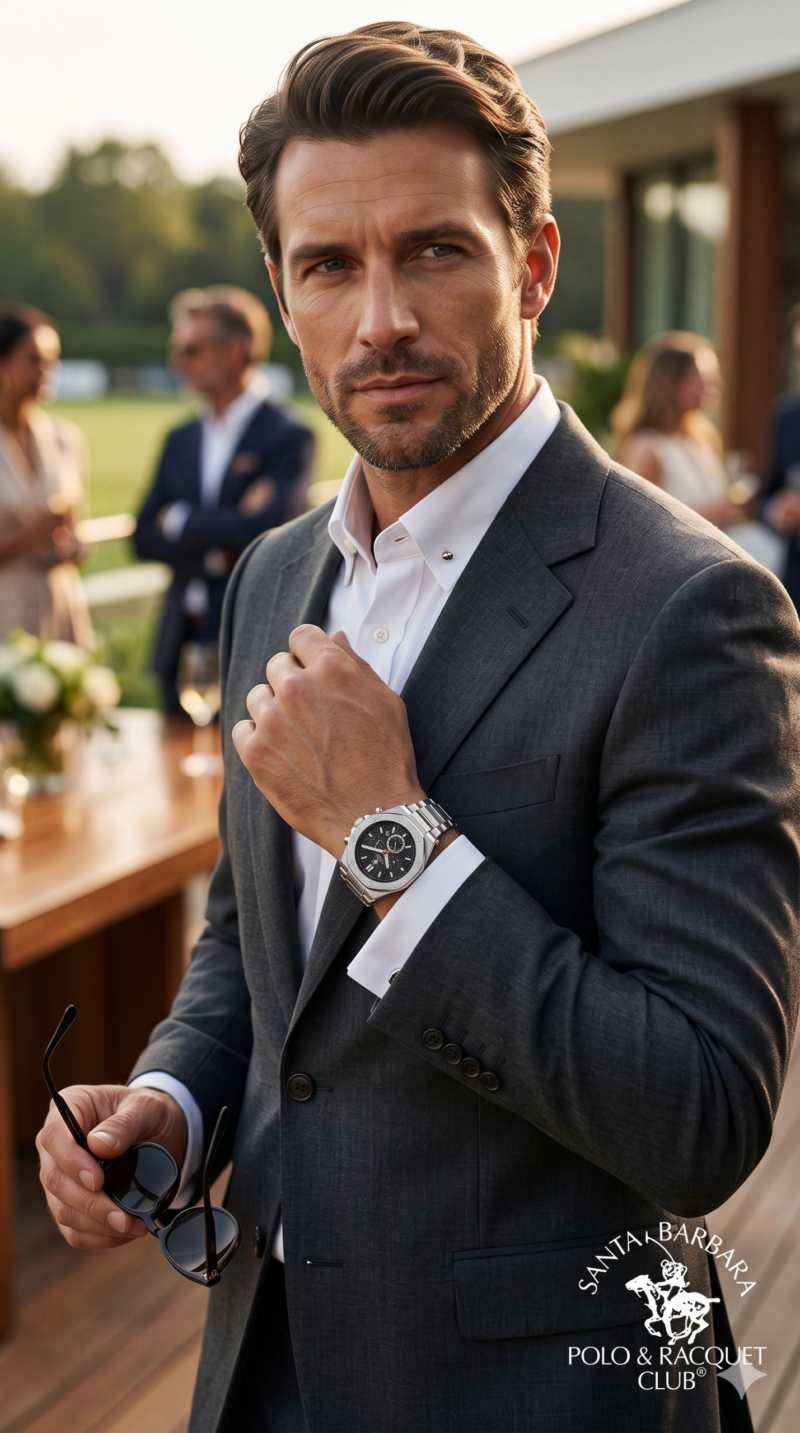 Style montre homme Santa Barbara Polo SB.1.10097.4 au poignet look luxe minimaliste