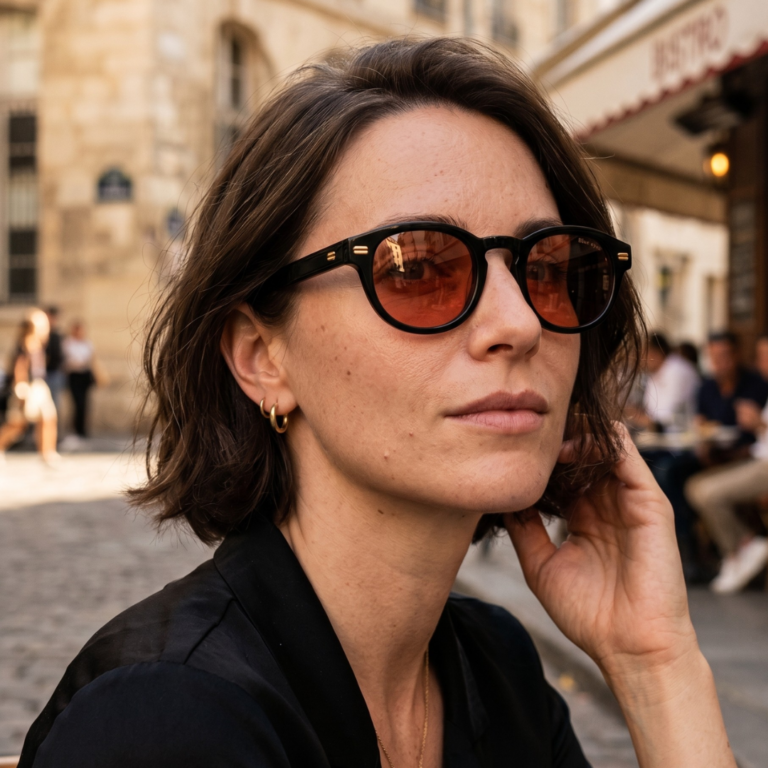 BLUE EYES AT1257 lunettes de soleil femme noires verres teinté orange corail