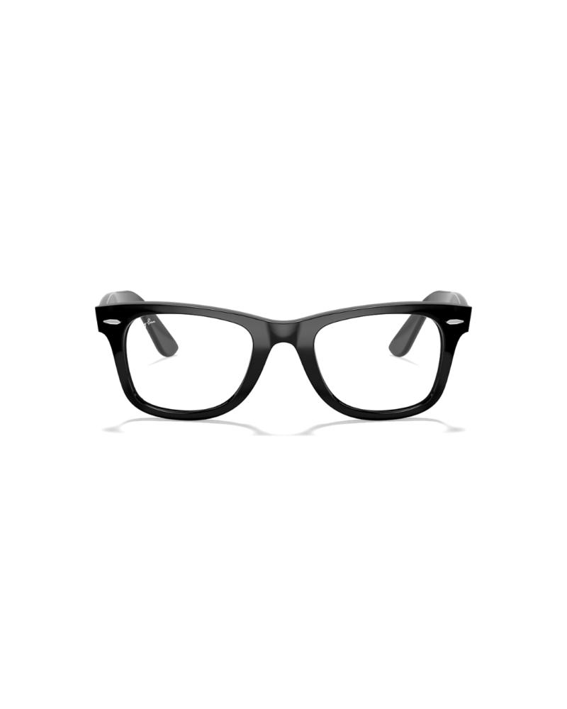 Lunettes de vue cerclées Ray-Ban Wayfarer Ease RB4340V 2000 de face avec rivets métalliques tridimensionnels horizontaux.