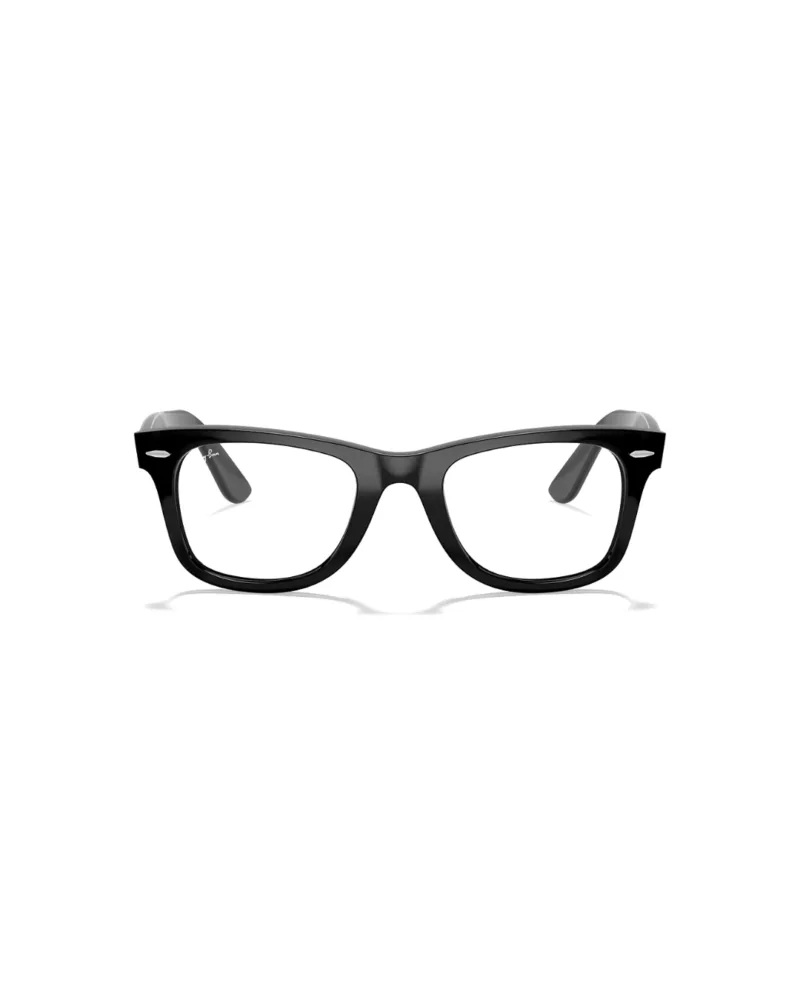 Lunettes de vue cerclées Ray-Ban Wayfarer Ease RB4340V 2000 de face avec rivets métalliques tridimensionnels horizontaux.