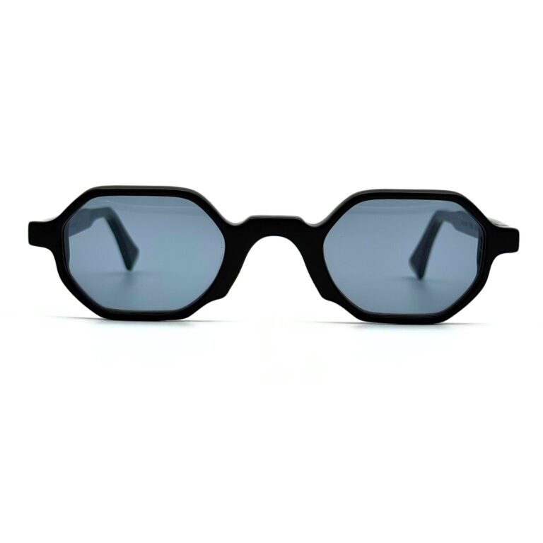 Lunettes de soleil JOCA ICONA noires de forme octogonale en acétate fait main en Tunisie