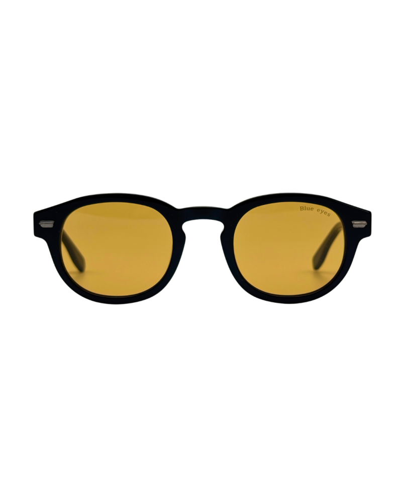 BLUE EYES AT1257 Noir Verres Jaunes Vue de Face BLUE EYES AT1257 lunettes de soleil forme Pantos face noire verres jaunes