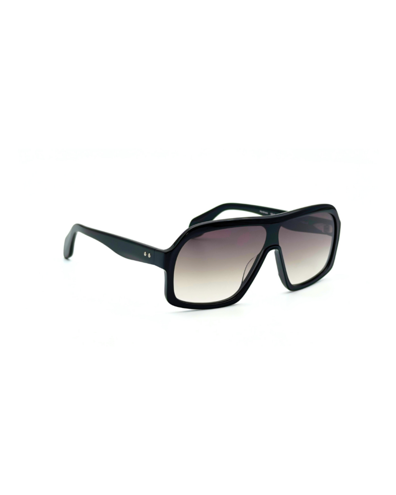 Lunettes de soleil oversized GIGI STUDIOS NAELLE GS1067/11 en acétate noir brillant avec verres dégradés gris antireflets.