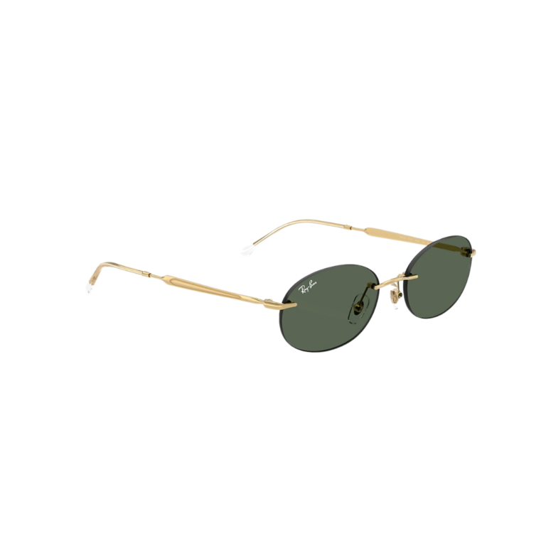 Zoom sur les branches ciselées dorées des lunettes Ray-Ban RB3767 percées