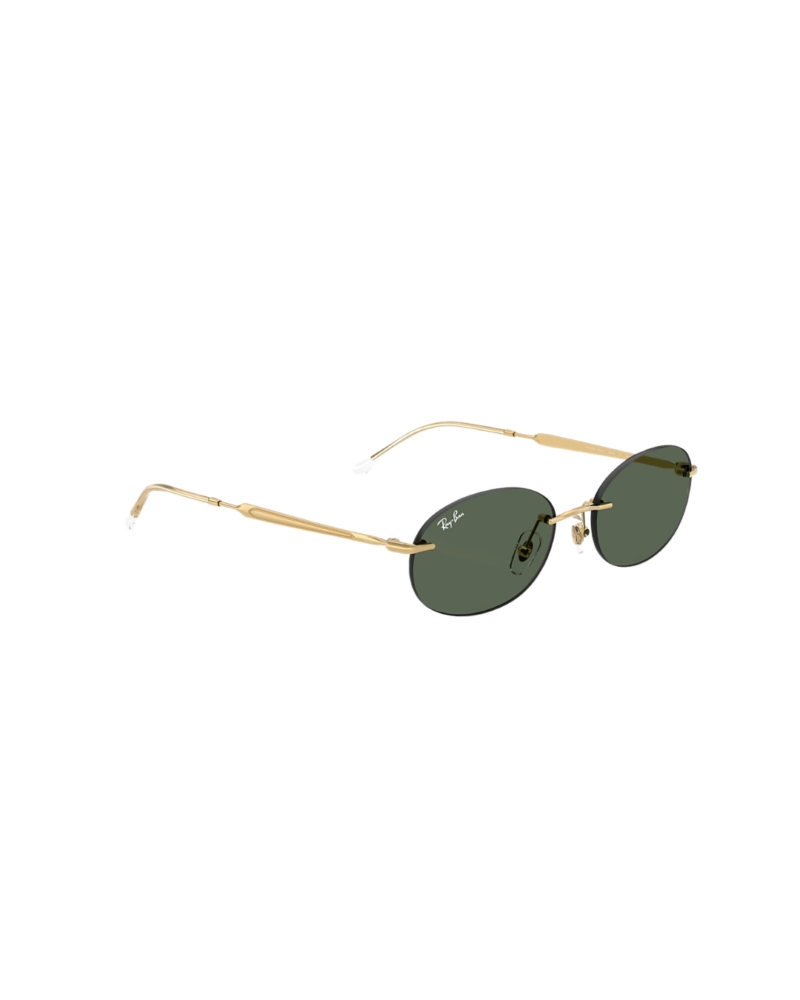 Zoom sur les branches ciselées dorées des lunettes Ray-Ban RB3767 percées