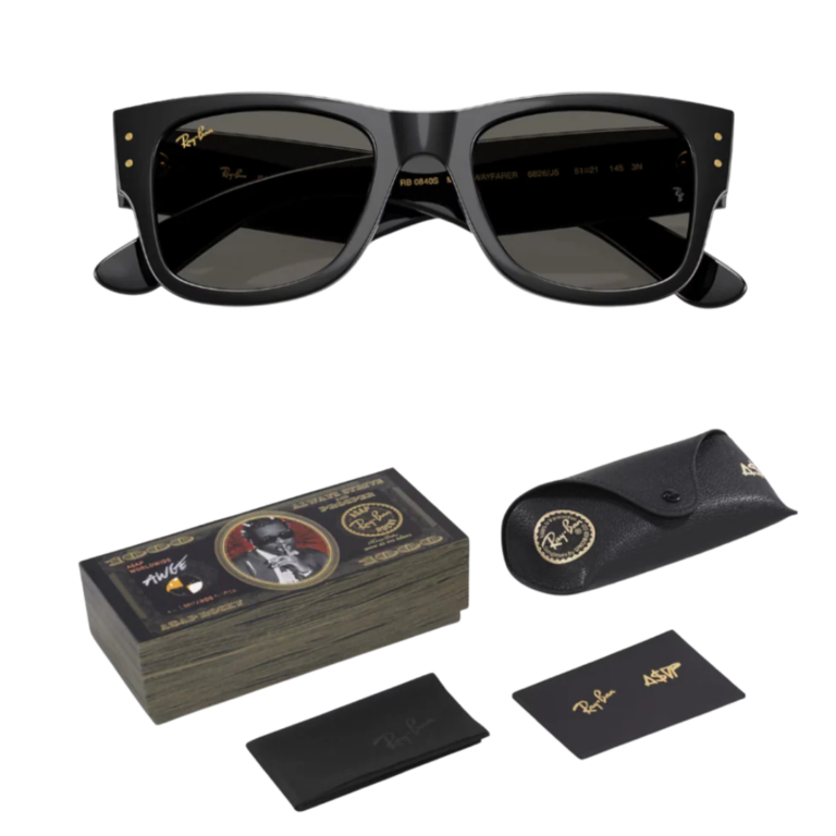 Packaging exclusif AWGE en forme de liasse de billets de mille dollars pour Ray-Ban ASAP Rocky.