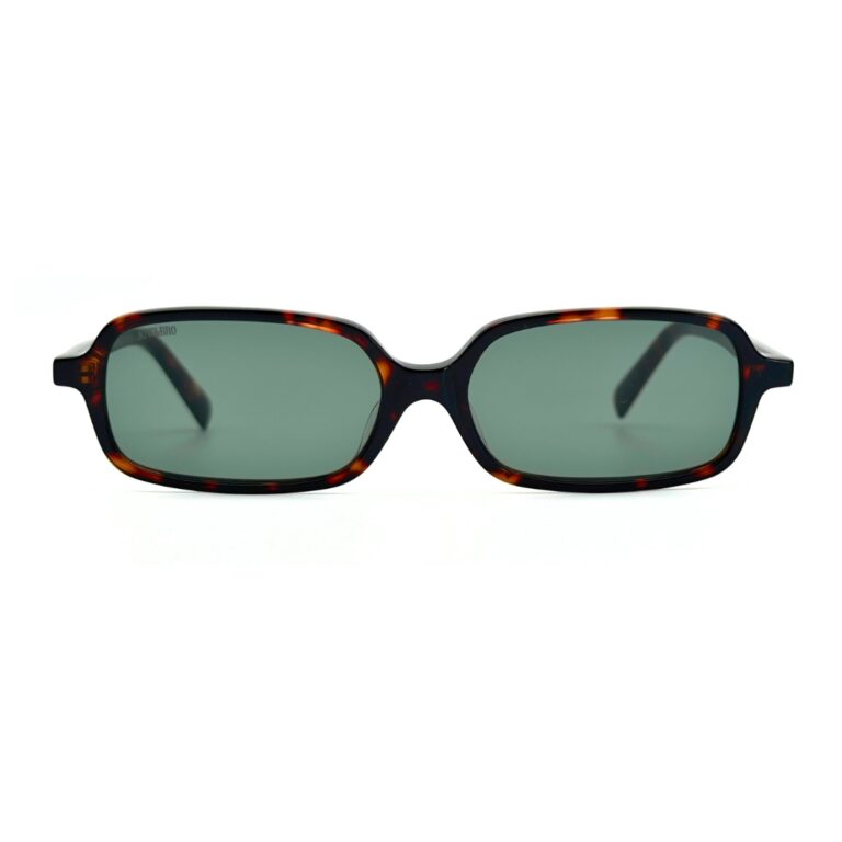 Lunettes de soleil JOW&BRO 9221 écaille marron foncé et noir avec verres solaires verts.