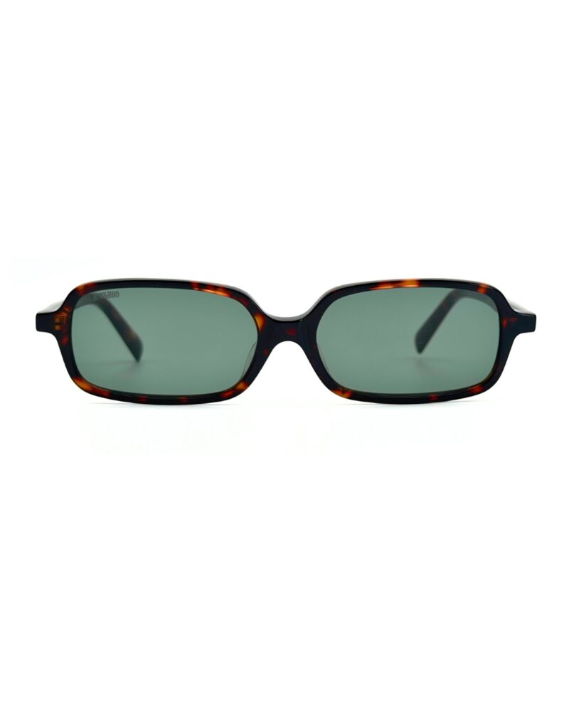 JOW&BRO 9221 Écaille Foncée – Collection Solaire Créateur Lunettes de soleil JOW&BRO 9221 écaille marron foncé et noir avec verres solaires verts.