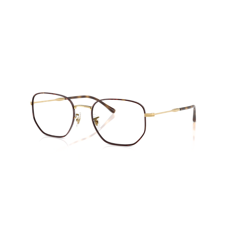 Lunettes de vue géométriques Ray-Ban RB6496 métal or et marron écaille de 3-4