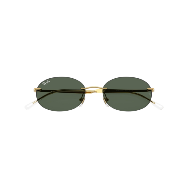 Vue de dessus du pont doré et de la courbure des verres Ray-Ban RB3767 54