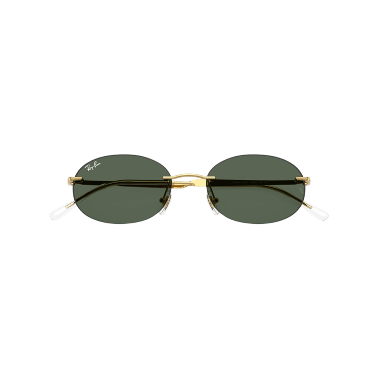 Vue de dessus du pont doré et de la courbure des verres Ray-Ban RB3767 54