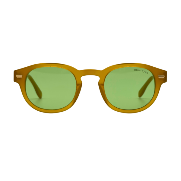 BLUE EYES AT1257 Miel Translucide Face BLUE EYES AT1257 lunettes de soleil ambrées miel verres vert bouteille