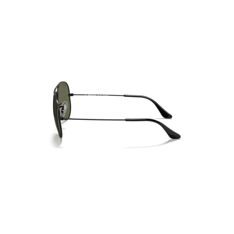 Profil Lunettes Pilote Ray-Ban Noir Polarisé branches Vue de profil ultra-fine de la monture noire Ray-Ban Aviator RB3025 avec embouts de branches confortables branches.