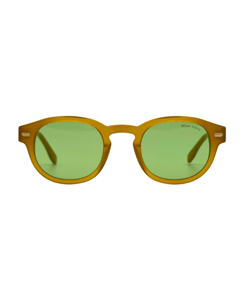 BLUE EYES AT1257 Miel Translucide Face BLUE EYES AT1257 lunettes de soleil ambrées miel verres vert bouteille