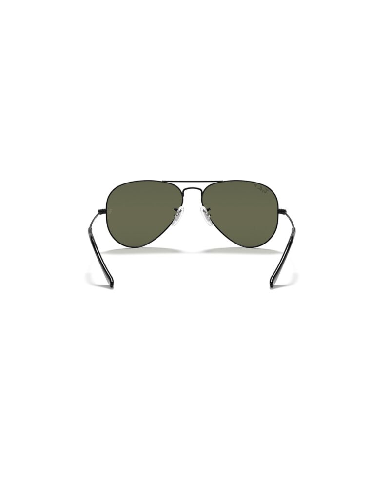 Vue arrière des plaquettes nasales en silicone ajustables et verres verts polarisés G-15 Ray-Ban