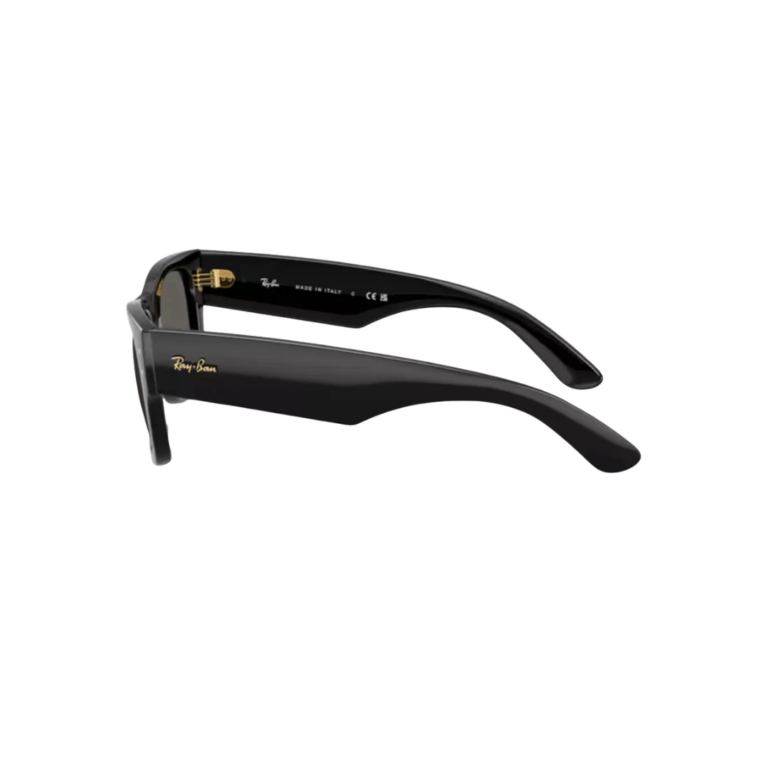 Vue de profil gauche des lunettes épaisses Ray-Ban Mega Wayfarer pour ajustement morphologique.