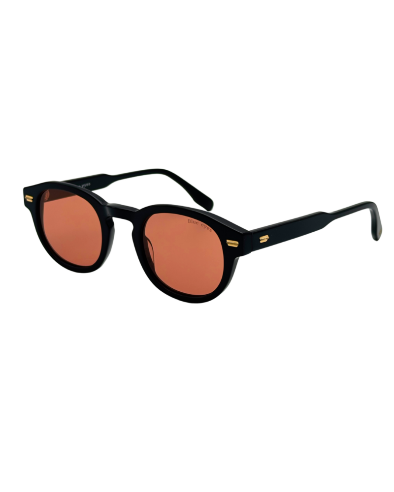 BLUE EYES AT1257 Noir Verres Orange Corail 3-4 BLUE EYES AT1257 lunettes de soleil noires verres orange sunset