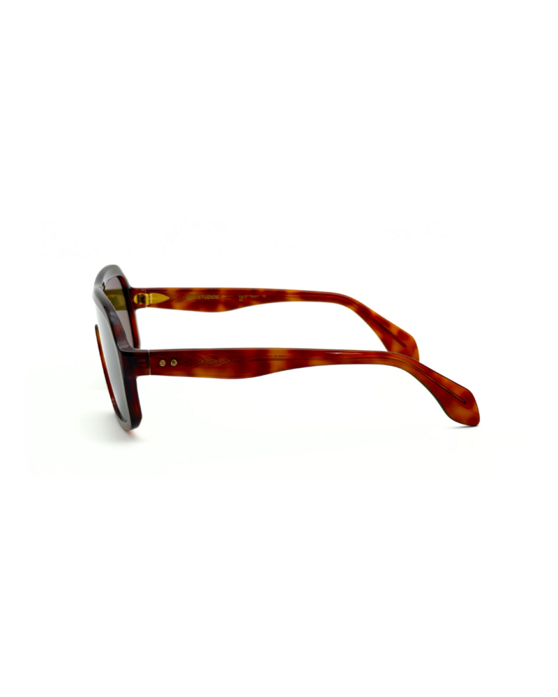 Monture solaire de luxe GIGI STUDIOS NAELLE GS1067/11 en acétate marron écaille havana et verres dégradés verts.
