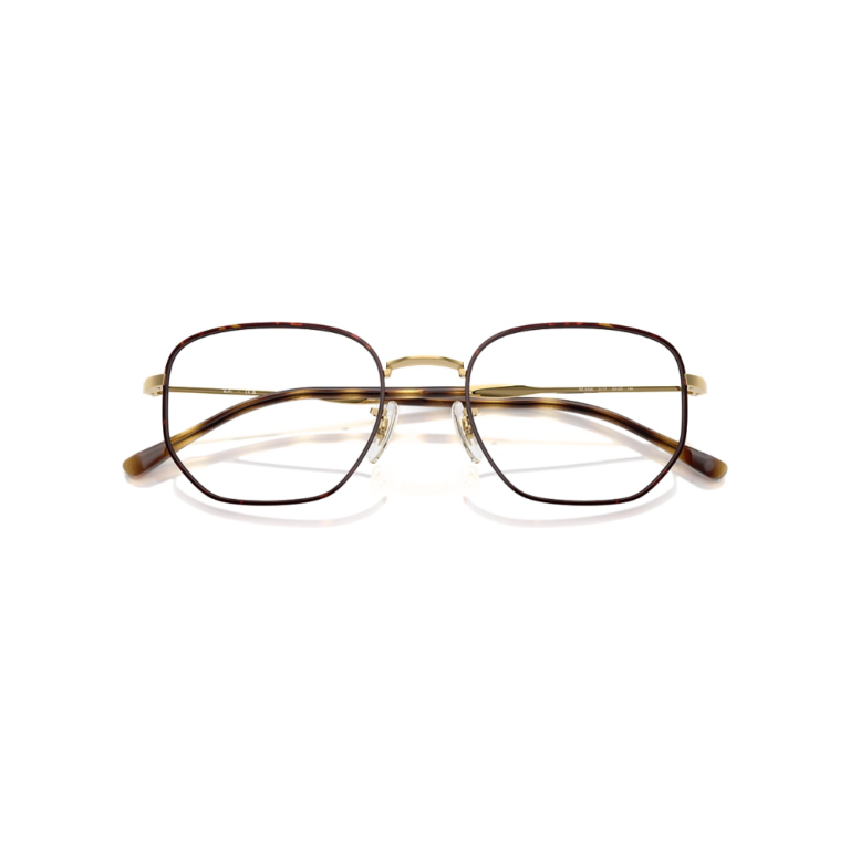 Lunettes de vue Ray-Ban RB6496 couleur or et noir monture hexagonale vue de face