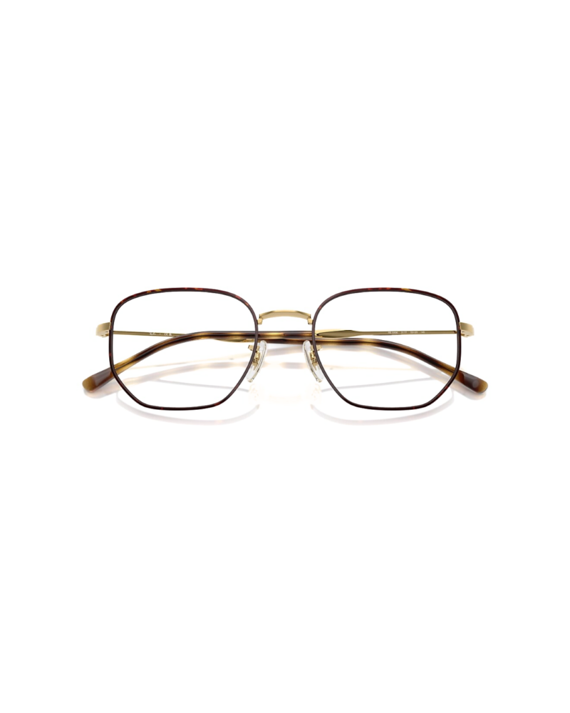Ray-Ban RB6496 Or et Marron Écaille face - Azzabi Optic Lunettes de vue Ray-Ban RB6496 couleur or et noir monture hexagonale vue de face