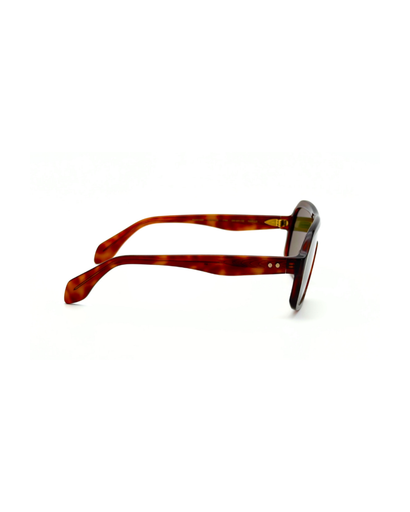 Monture solaire de luxe GIGI STUDIOS NAELLE GS1067/11 en acétate marron écaille havana et verres dégradés verts.