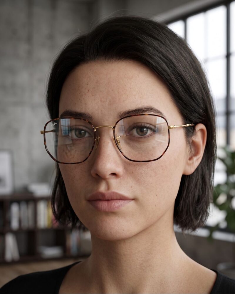 Ray-Ban RB6496 Or et Noir - Vue de 3-4 - Azzabi Optic Lunettes de vue Ray-Ban RB6496 couleur or et noir monture hexagonale vue