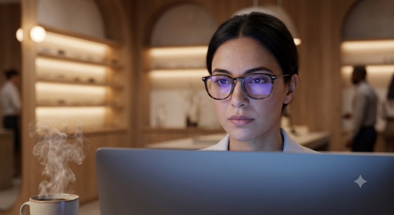 Fatigue visuelle numérique devant un écran d'ordinateur – digital eye strain au bureau