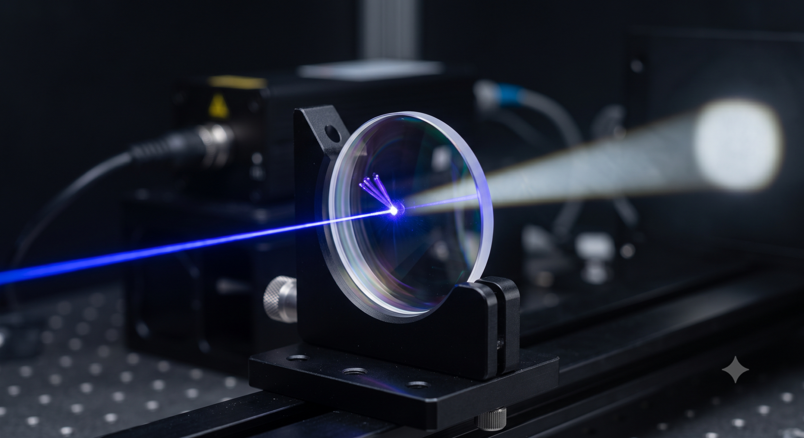 Test de laboratoire montrant la réflexion sélective du faisceau de lumière bleue MCA un verre correcteur