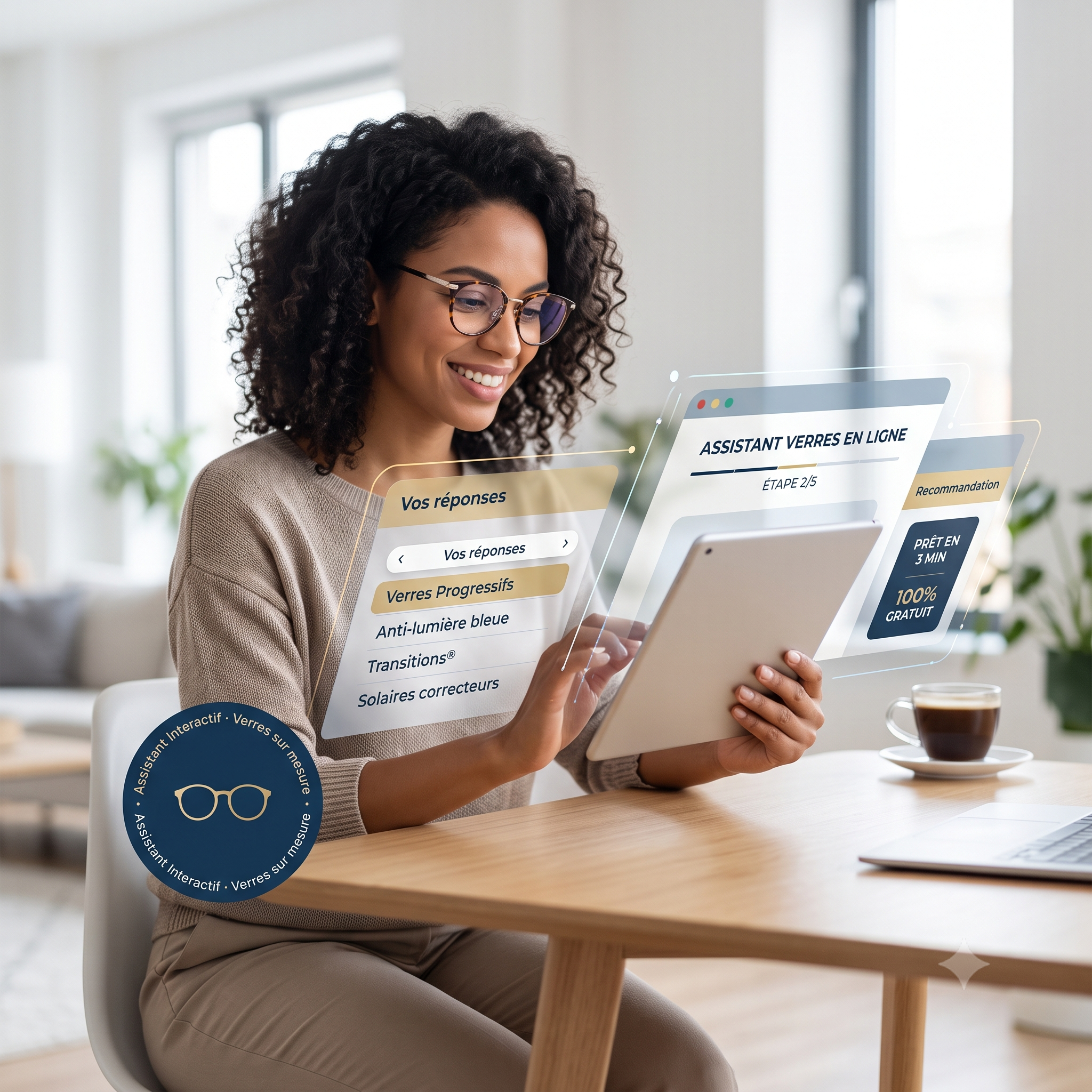 Assistant interactif en ligne pour choisir ses verres de lunettes chez AZZABI OPTIC, opticien Tunisie