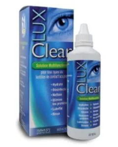 Solution LUX CLEAR pour lentilles de contact formats 50ml 100ml et 360ml Azzabi Optic
